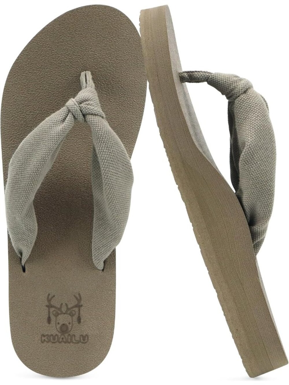 Women Camel Yoga Mat Arch Support Flip Flops Fabric Straps Knotted Thong Sandal